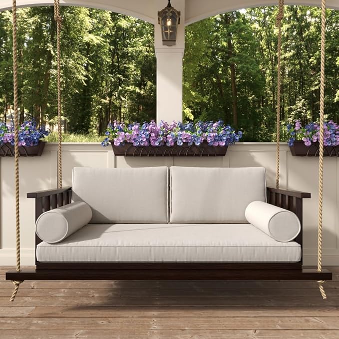 The Madison Steel Daybed Porch Swing with Included Outdoor Cushion Set