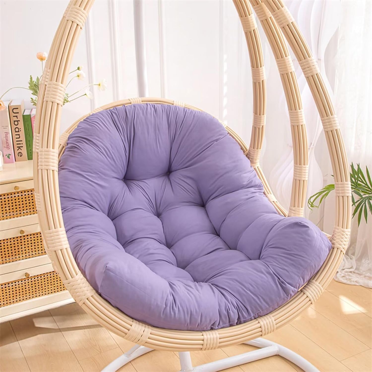 Indoor Egg Chair Cushion, Lilac Hanging Basket Seat Cushion Replacement, Thick Hammock Swing Chair Cushion
