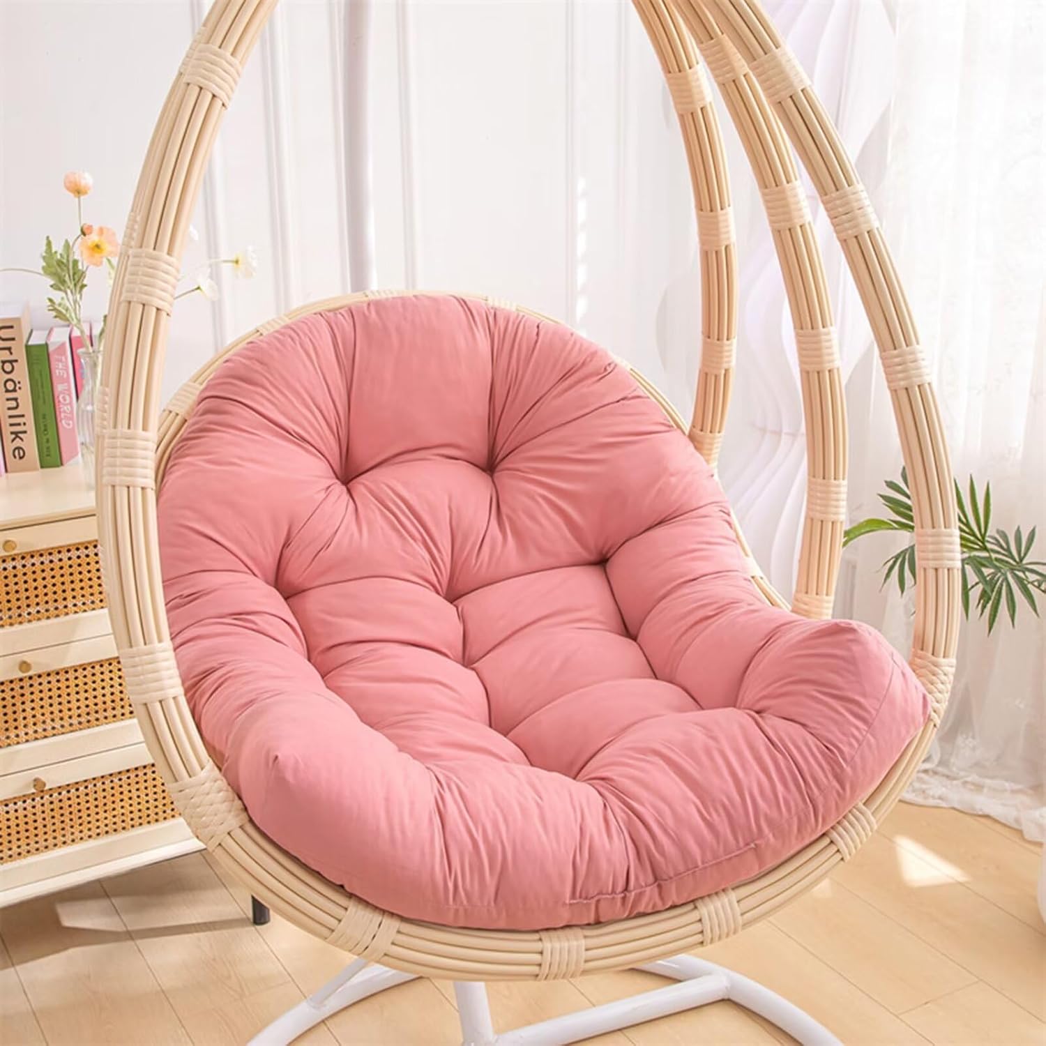 Indoor Egg Chair Cushion, Lilac Hanging Basket Seat Cushion Replacement, Thick Hammock Swing Chair Cushion