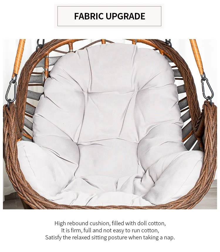 Low MOQ Household Basket Chair Outdoor Swing Leisure Furniture Rattan Hanging Egg Chair