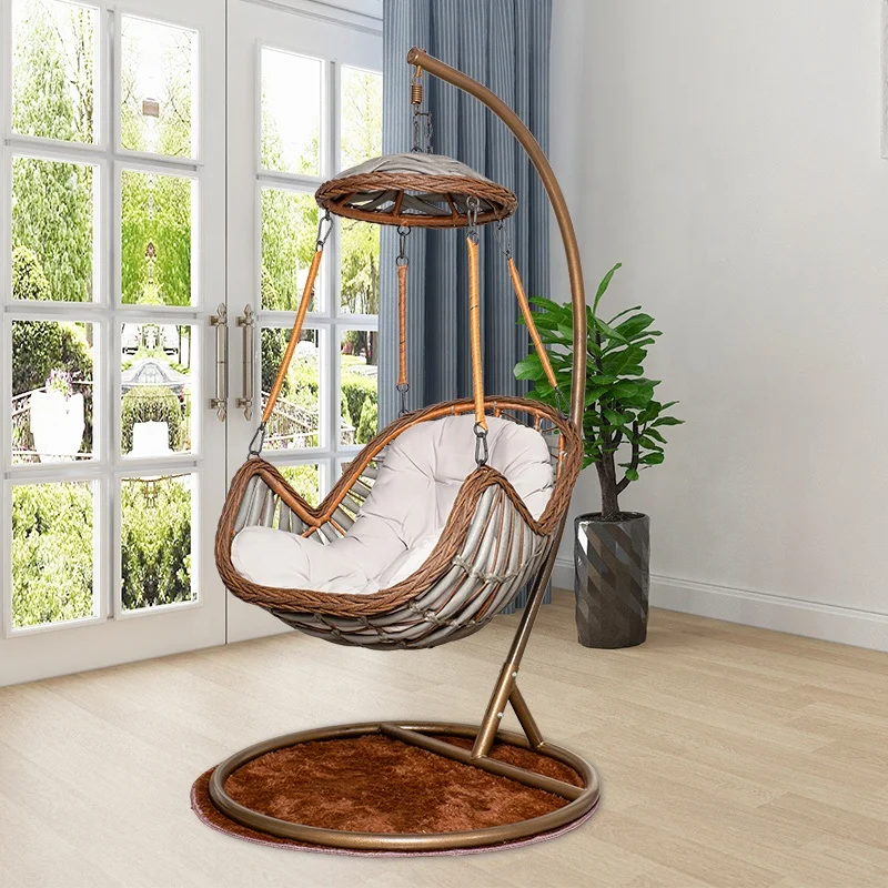 Low MOQ Household Basket Chair Outdoor Swing Leisure Furniture Rattan Hanging Egg Chair