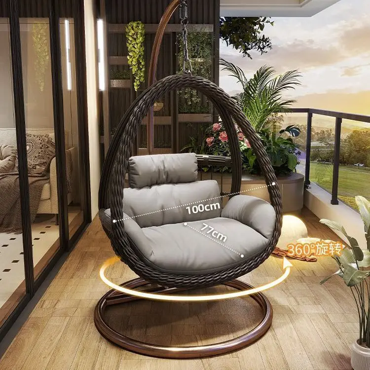 Outdoor Indoor PE Rattan Hanging Basket Swing Chair Cushion Double-Person Capacity Courtyard Outdoor Furniture