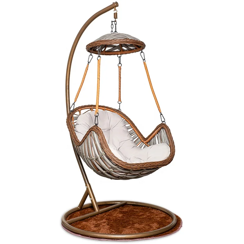 Low MOQ Household Basket Chair Outdoor Swing Leisure Furniture Rattan Hanging Egg Chair