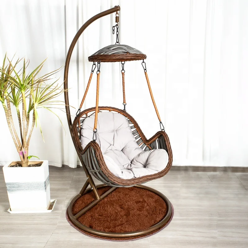 Low MOQ Household Basket Chair Outdoor Swing Leisure Furniture Rattan Hanging Egg Chair