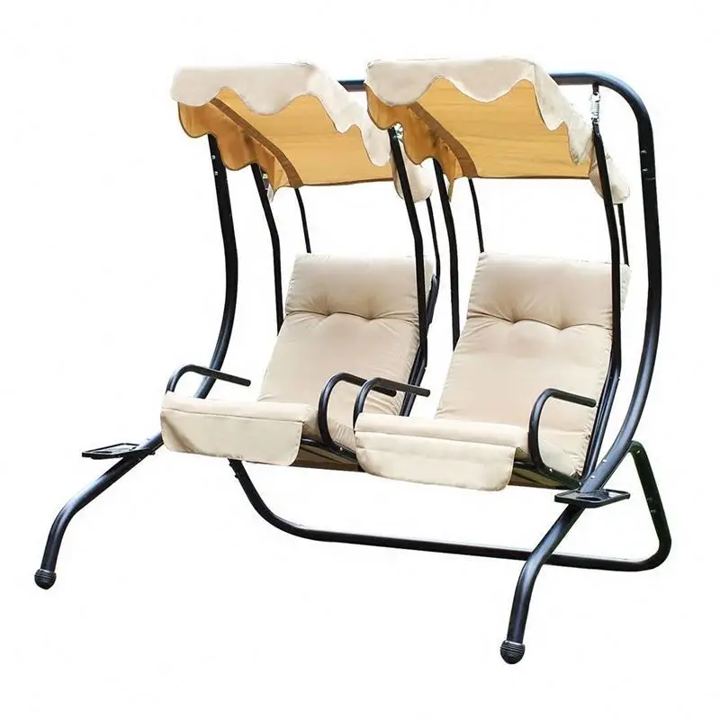 New Design Outdoor Courtyard Home Three People Sets Swing Chair Swing Rattan Chair 3 Seater Patio Swings