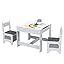 Table and Chair Set, 3 in 1 Wooden Kids Table and Chairs Activity Table with Detachable Graffiti Desktop & 3 Storage Bins for Ages 2-8