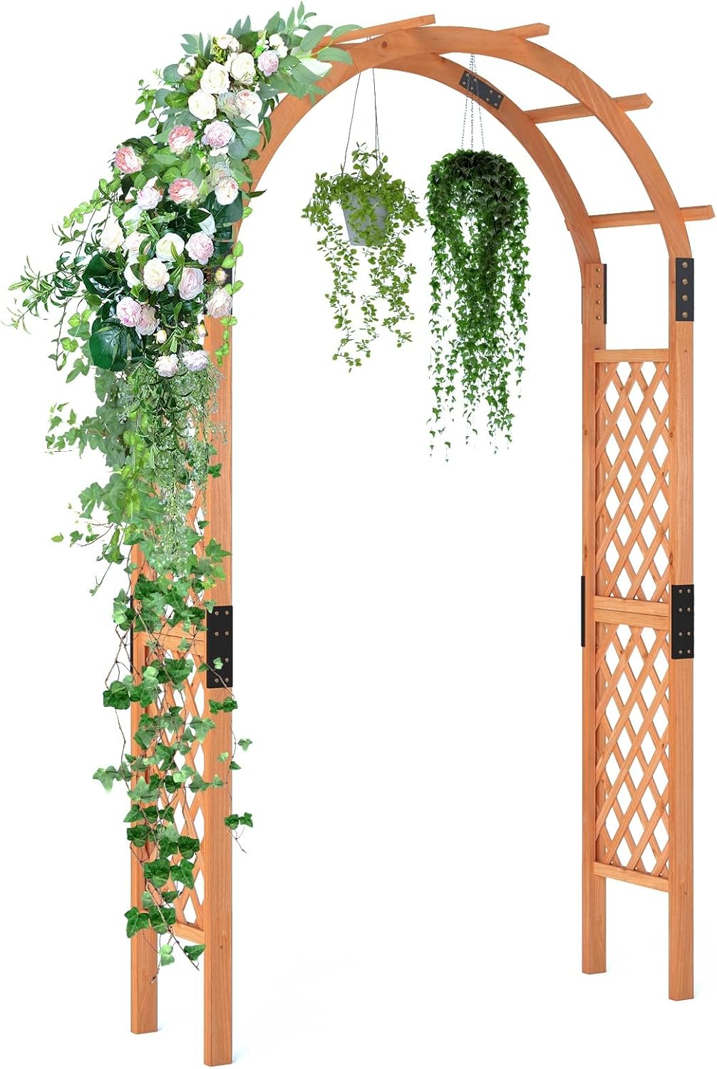 Wooden Garden Arbor Trellis, Outdoor Pergola Arch with Climbing Plant Support, Wood Wedding Arch for Ceremony, Pathway, Birthday Party, Garden Décor, Weather-Resistant, Easy Assembly