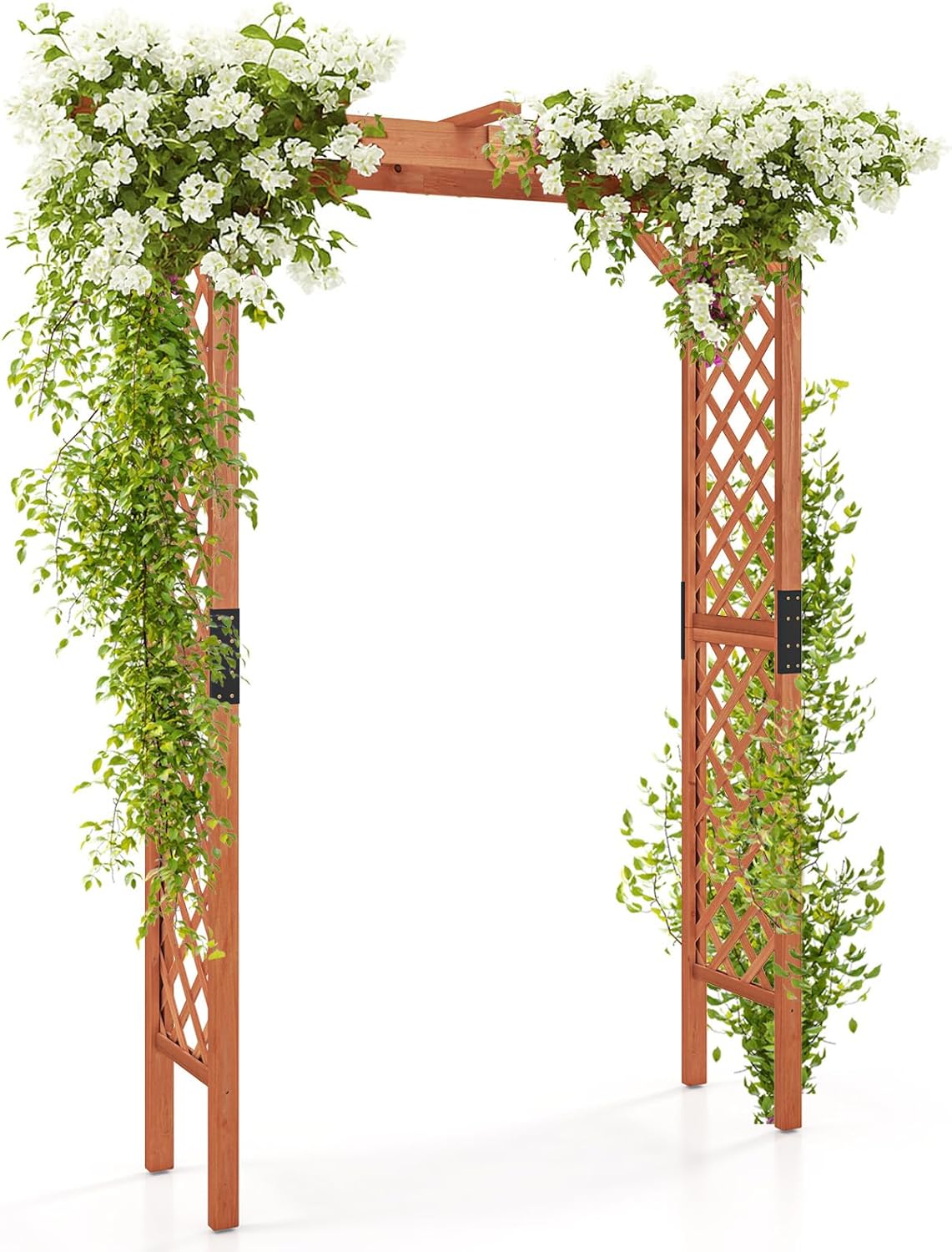 Wooden Garden Arbor Trellis, Outdoor Pergola Arch with Climbing Plant Support, Wood Wedding Arch for Ceremony, Pathway, Birthday Party, Garden Décor, Weather-Resistant, Easy Assembly