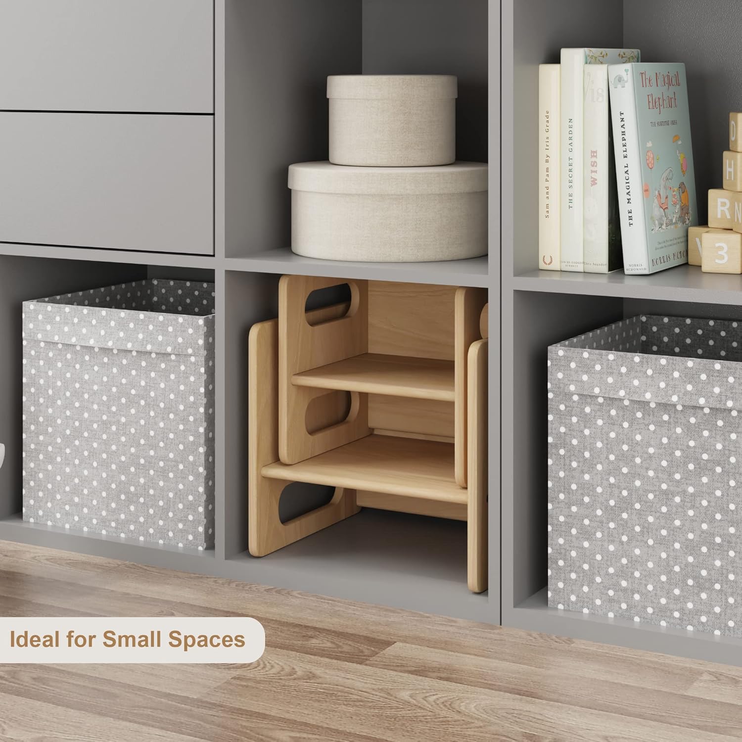 Weaning Table and Chair Set,Real Hardwood, Desk for Toddler Reading,Snack Time,Playroom,Activity Cube,Step Stool,1-3 Year Old Kids Montessori Furniture