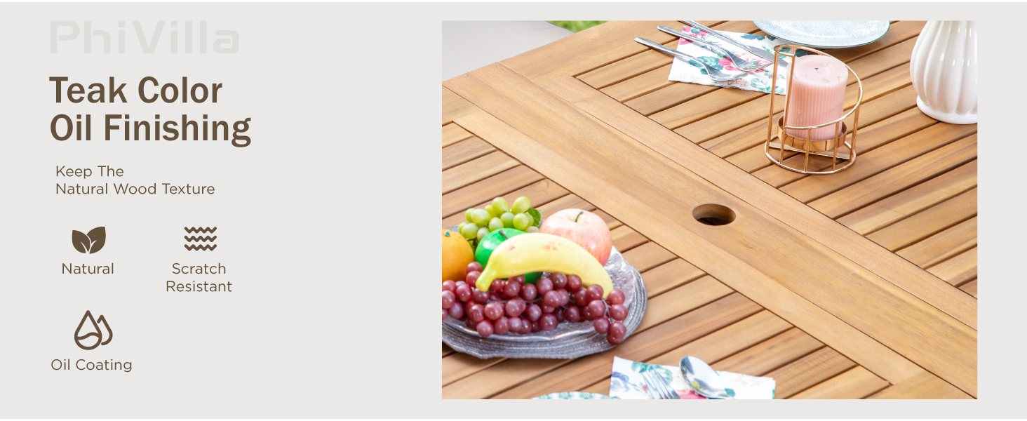 outdoor teak dining table