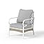 4 Piece Patio Furniture Set, 2 x Fixed Chair, 1 x 3-Seat Sofa with Marbling Coffee Table, All Cushioned 5 Seats Outdoor Conversation Set for Lawn Garden Backyard, Beige