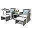  Orange-Casual 6 Piece Patio Furniture Conversation Set with Ottoman, Outdoor Grey Wicker Chair and Table Set, Balcony Furniture for Apartments, Light Grey