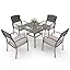 Patio Dining 7 Piece, Outdoor Wicker Furniture Set for Backyard Garden Deck Poolside/Iron Slats Table Top, Removable Cushions, 7 Pack, Beige