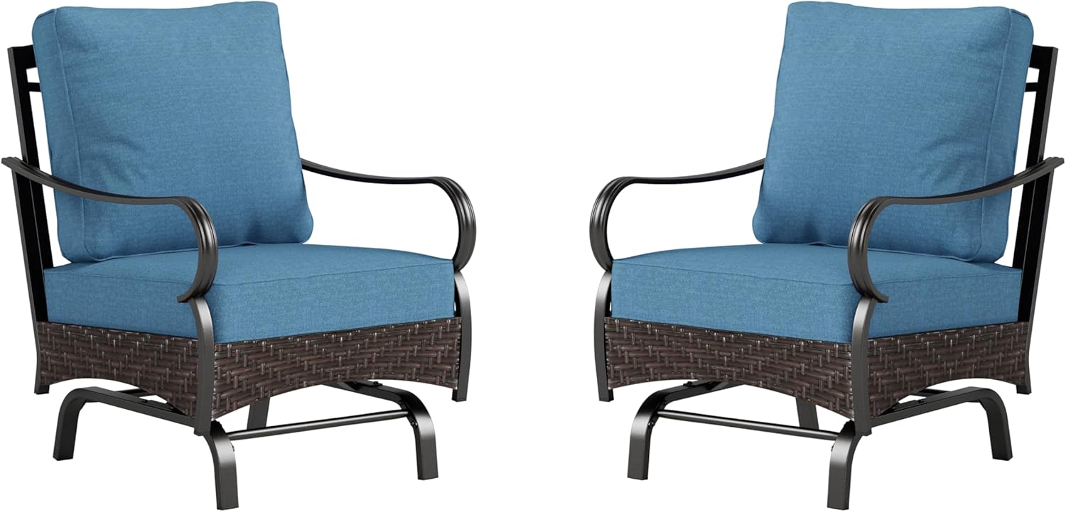 Outdoor Modern Patio Furniture Set, Upgraded Wicker&Metal Patio Furniture Conversation Set with Waterproof Thick Cushions for Porch, Poolside, Deck, and Yard (5 Pieces,Beige)