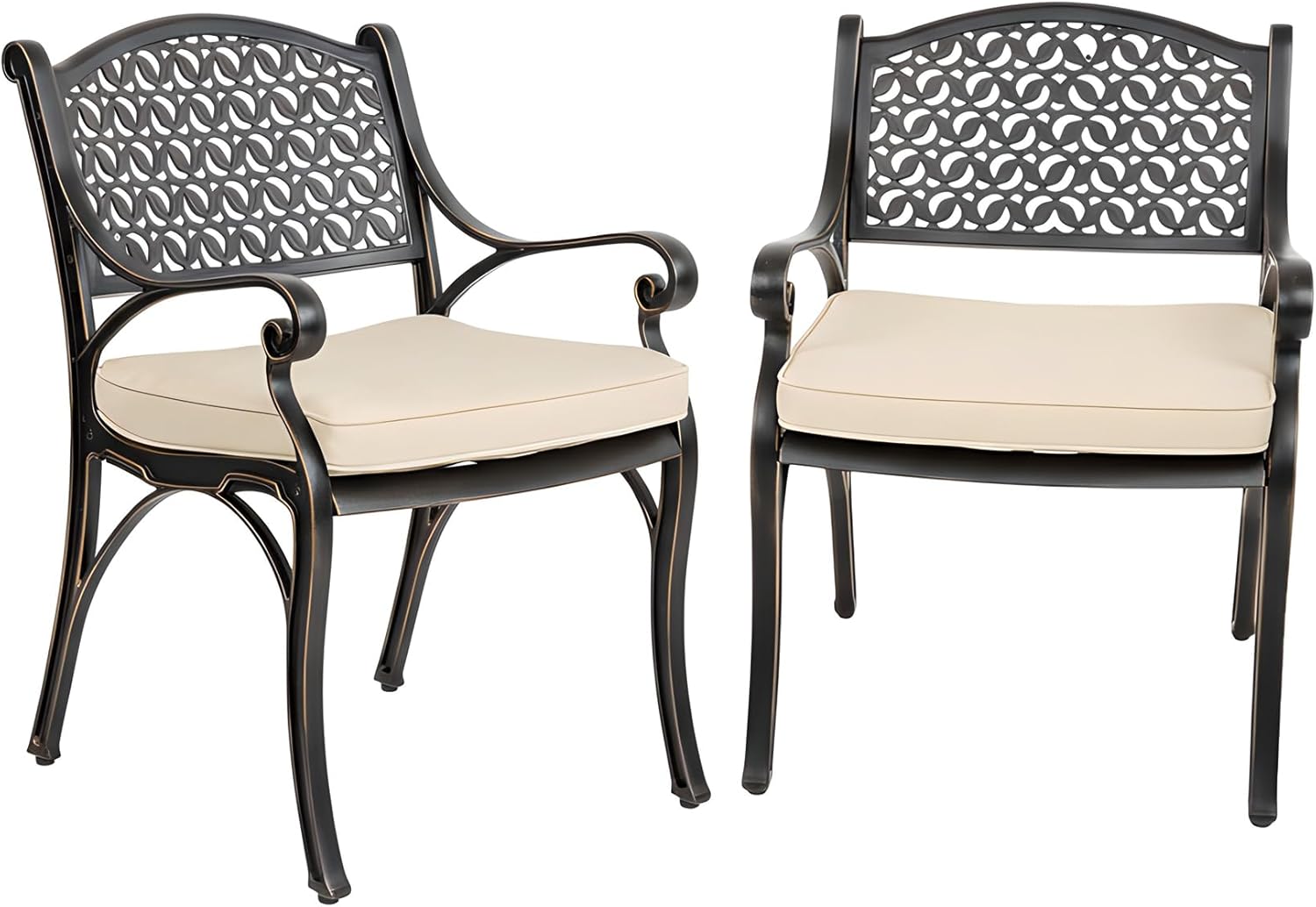 Aluminum Outdoor Dining Furniture Set for 4, Round Patio Table and Chairs for 4 with Cushions, Outdoor Furniture Set with Umbrella Hole, All-Weather Patio Dining Set