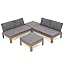6 Piece Acacia Wood Patio Furniture Outdoor Sectional Sofa Set with Adjustable Armrest, FSC Certified L-Shaped Patio Set w/2-in-1 Coffee Table, Cream White Cushions for Garden