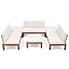 6 Piece Acacia Wood Patio Furniture Outdoor Sectional Sofa Set with Adjustable Armrest, FSC Certified L-Shaped Patio Set w/2-in-1 Coffee Table, Cream White Cushions for Garden