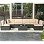 7 Piece Outdoor Patio Furniture Set, Outdoor Sectional Conversation Furniture Chair with Coffee Table, Patio Sectional for Backyard, Garden(Navy Cushions and Black Rattan)