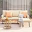 3-Piece Outdoor Patio Furniture Set, All-Weather PE Wicker L-Shaped Conversation Sofa with Thick Cushions & Glass Table, for Backyard, Porch, Balcony, Poolside (Beige)