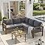 6 Piece Patio Furniture Set, Faux Wood Metal Outdoor Sectional Sofa with 6" Thick Olefin Cushions, Wide Armrest & Coffee Table, L Shaped Outdoor Furniture for Garden, Backyard Dark Grey