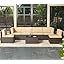 7 Piece Outdoor Patio Furniture Set, Outdoor Sectional Conversation Furniture Chair with Coffee Table, Patio Sectional for Backyard, Garden(Navy Cushions and Black Rattan)