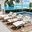 Outdoor Lounge Chairs Set of 2, Patio Chaise Loungers with Adjustable 5 Position & Leg Support, PE Rattan Chaise Lounge, Wicker Pool Recliners Chair for Backyard, Porch, Deck, （Grey