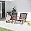 Garden Set of 2 Patio Lounge Chair, Modern Acacia Wood Accent Armchair with Handwoven Rope for Patio,Living Room, Bedroom, Balcony (Beige)