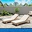 Home Duska Acacia Wood Chaise Lounge Chair Set of 2, Patio Outdoor Chaise Lounge with Cushions, Adjustable Backrest Single Lounge Sofa, Garden Poolside Backyard Seating, Teak+Beige