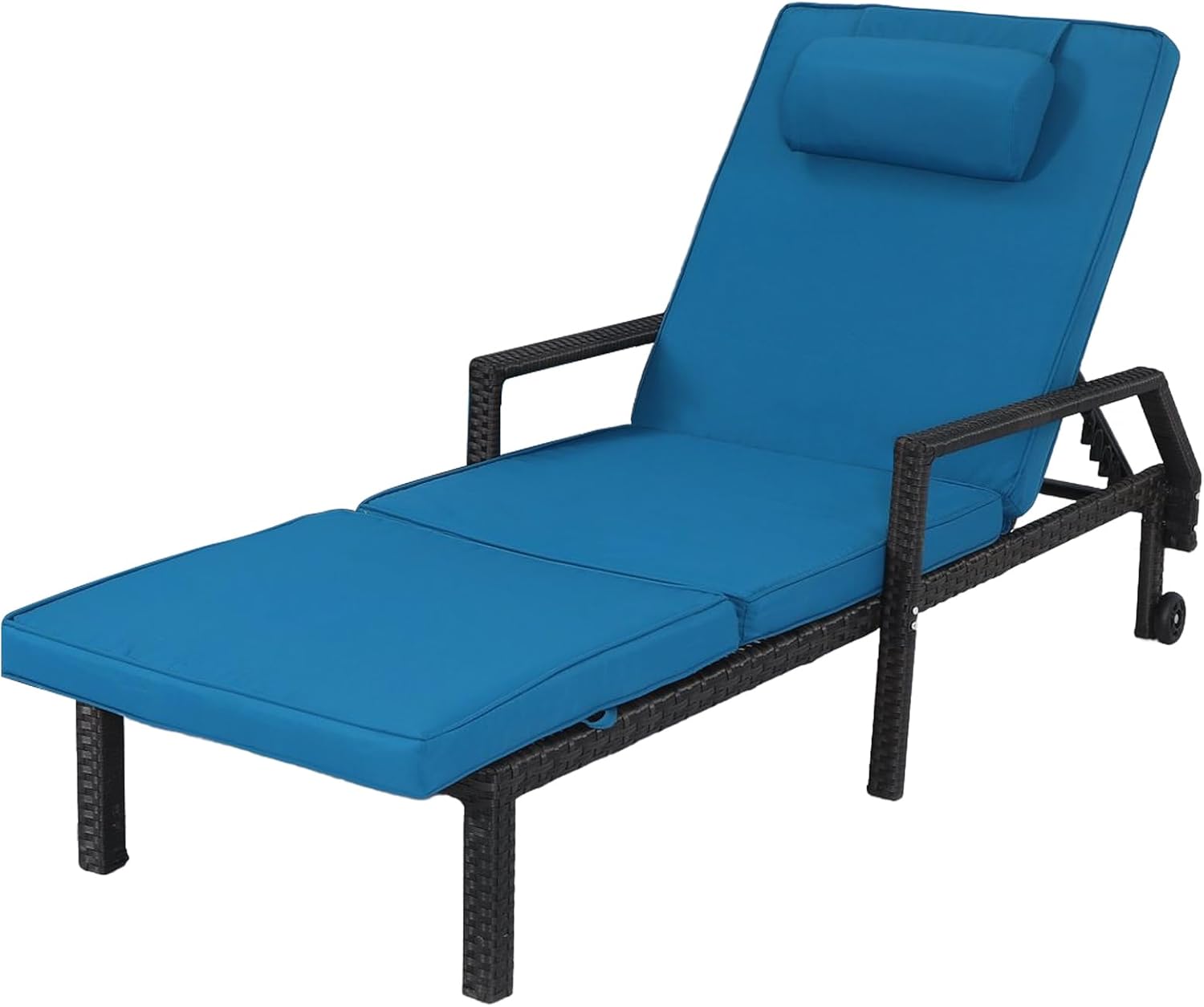 Patio Chaise Lounge Set – Adjustable Outdoor Lounge Chairs with Cushions & Headrest – All-Weather Rattan Reclining Lounge Chairs for Poolside, Garden, and Patio (2 Pcs, Beige)