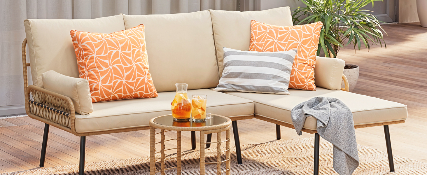 Conversation Wicker Sofa Set