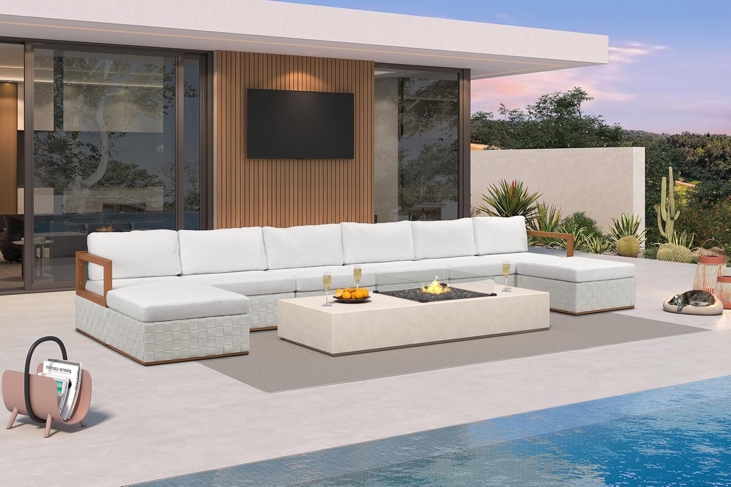 Patio Outdoor Furniture Set 4 Pieces, Premium Leather Outdoor Couch Sectional Sofa, L-Shaped Patio Conversation Sets with Olefin Cushions, Patio Couch for Porch, Balcony, Garden, Black