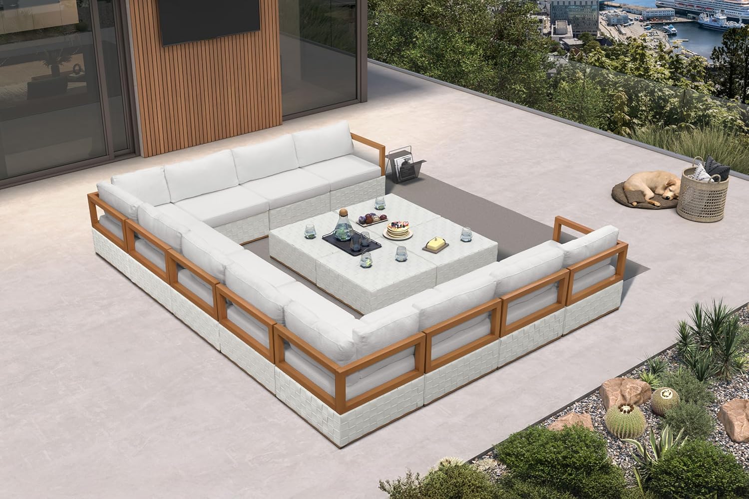 Patio Outdoor Furniture Set 4 Pieces, Premium Leather Outdoor Couch Sectional Sofa, L-Shaped Patio Conversation Sets with Olefin Cushions, Patio Couch for Porch, Balcony, Garden, Black