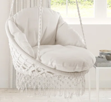  Chair with Removable Plush Cushion and Fringe