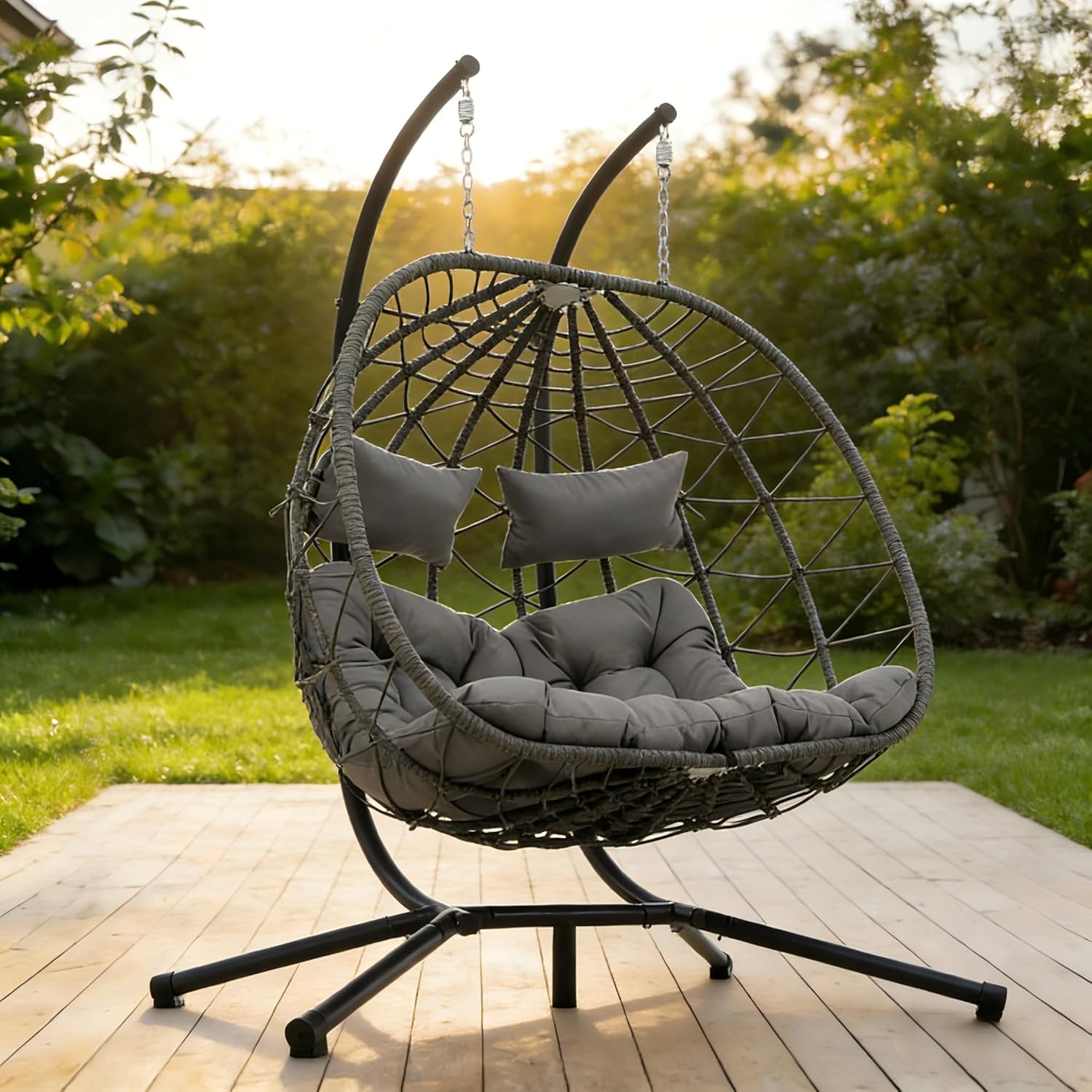 Double Swing Egg Chair with Stand