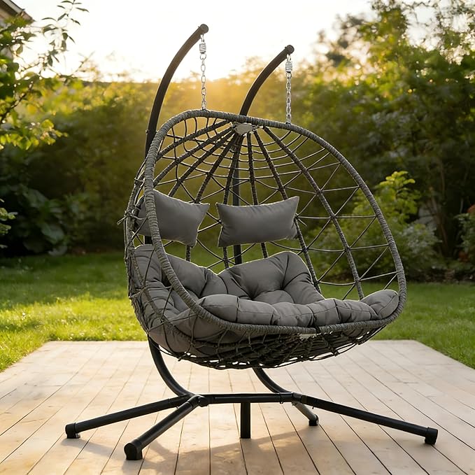 Double Swing Egg Chair with Stand