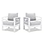 Patio Furniture Aluminum Sofa, All-Weather Outdoor 3 Seats Couch, Black Metal Chair with Light Grey Cushions