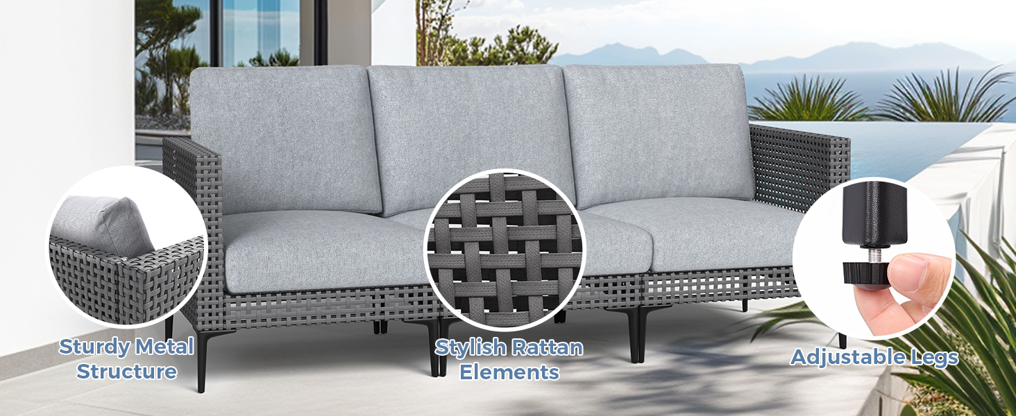 patio sofa conversation set outdoor furniture L shape corner sofa