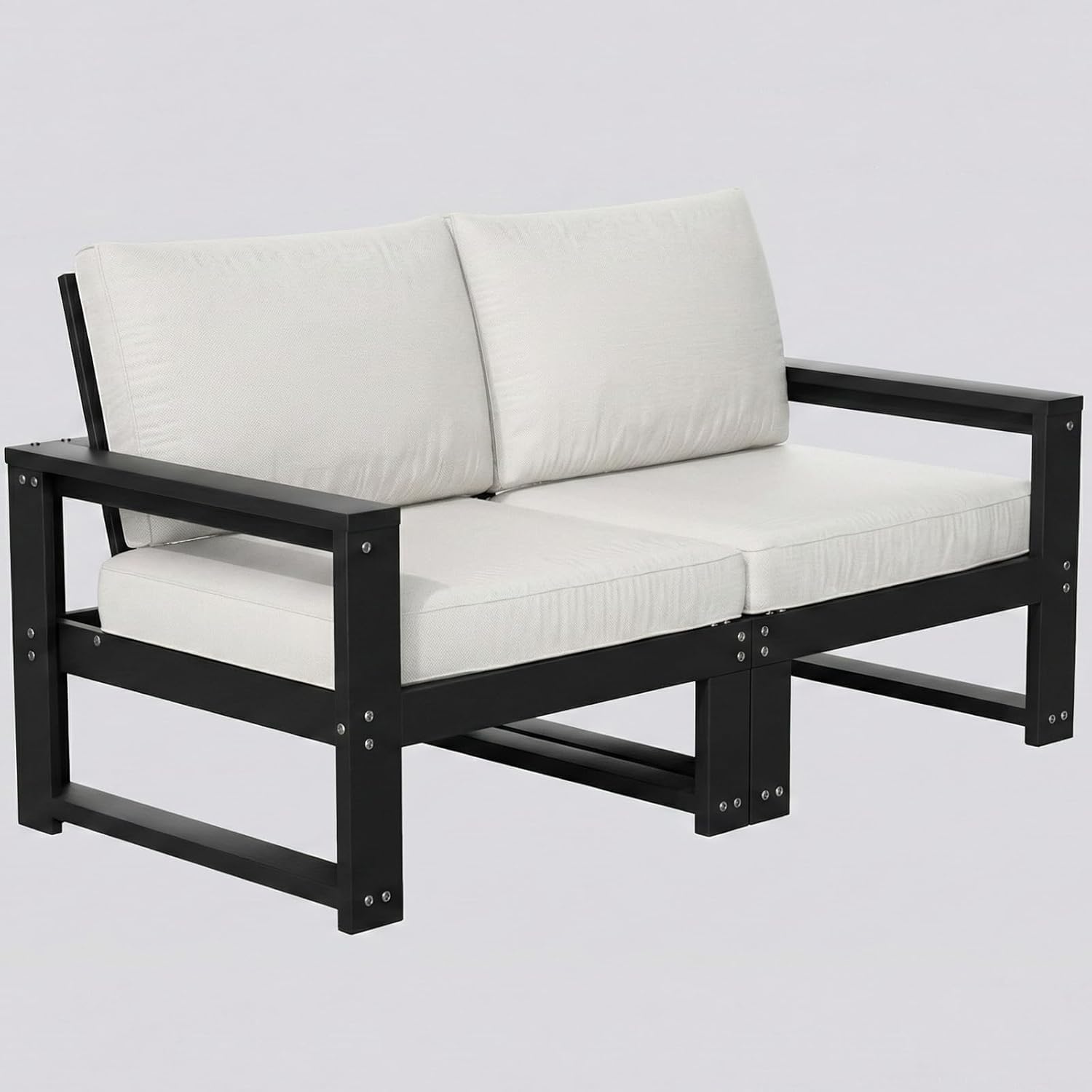 Patio Furniture Set, HDPE Sectional Outdoor Conversation Sets, 7-Piece Outdoor Couch Set with Deep Cushions, All-Weather Patio Sofa Set for Garden, Backyard, Porch, Black