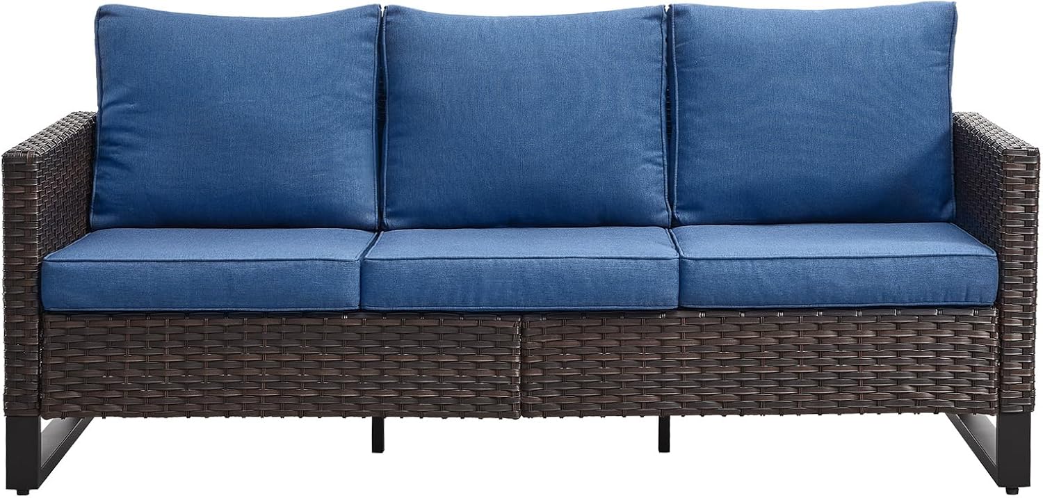 Patio Furniture 5 Piece Outdoor Sofa Set, Oversize Outdoor Dining Chairs with Rattan Ottomans, Conversation Sets Patio Furniture Come with Removable Washable