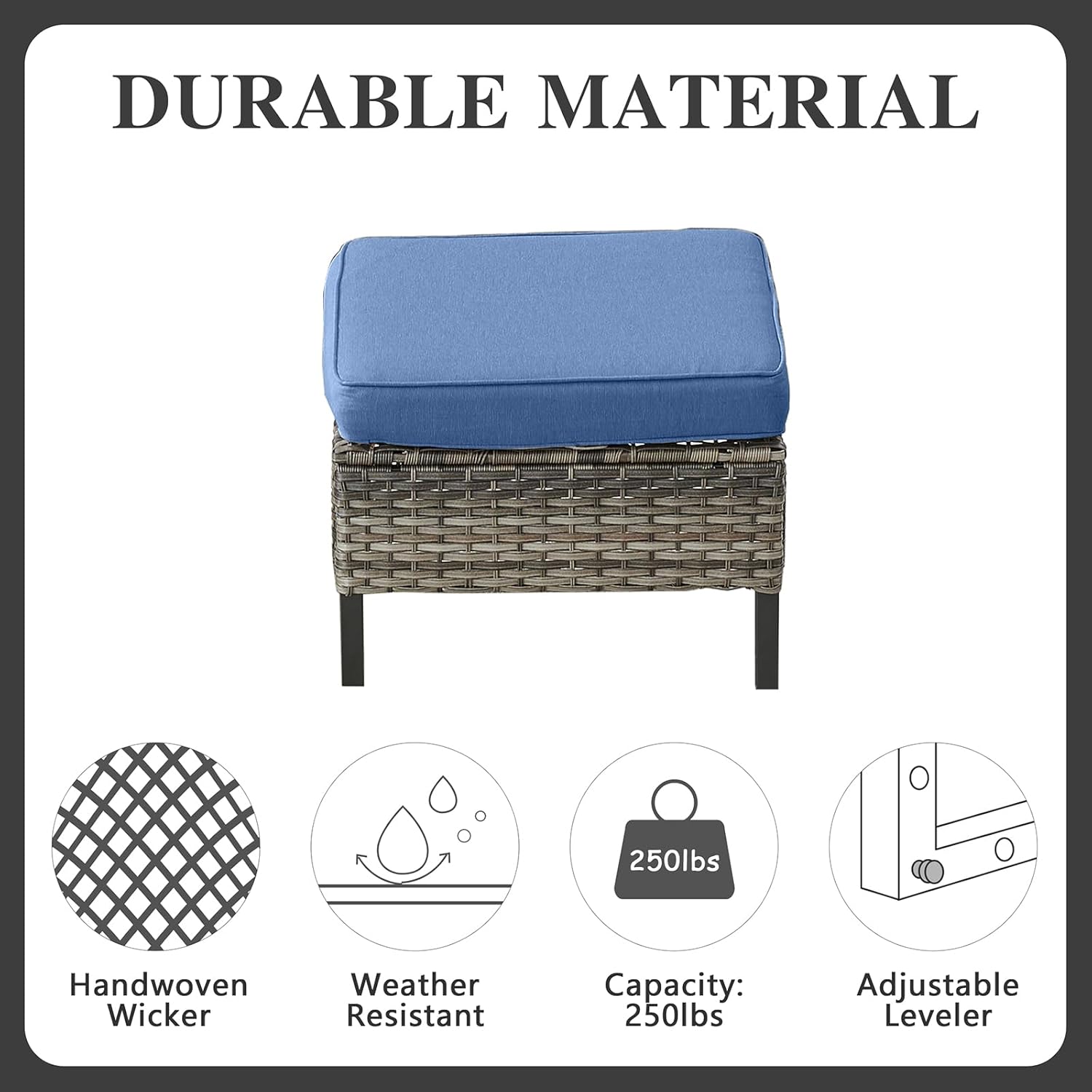 Patio Furniture 5 Piece Outdoor Sofa Set, Oversize Outdoor Dining Chairs with Rattan Ottomans, Conversation Sets Patio Furniture Come with Removable Washable