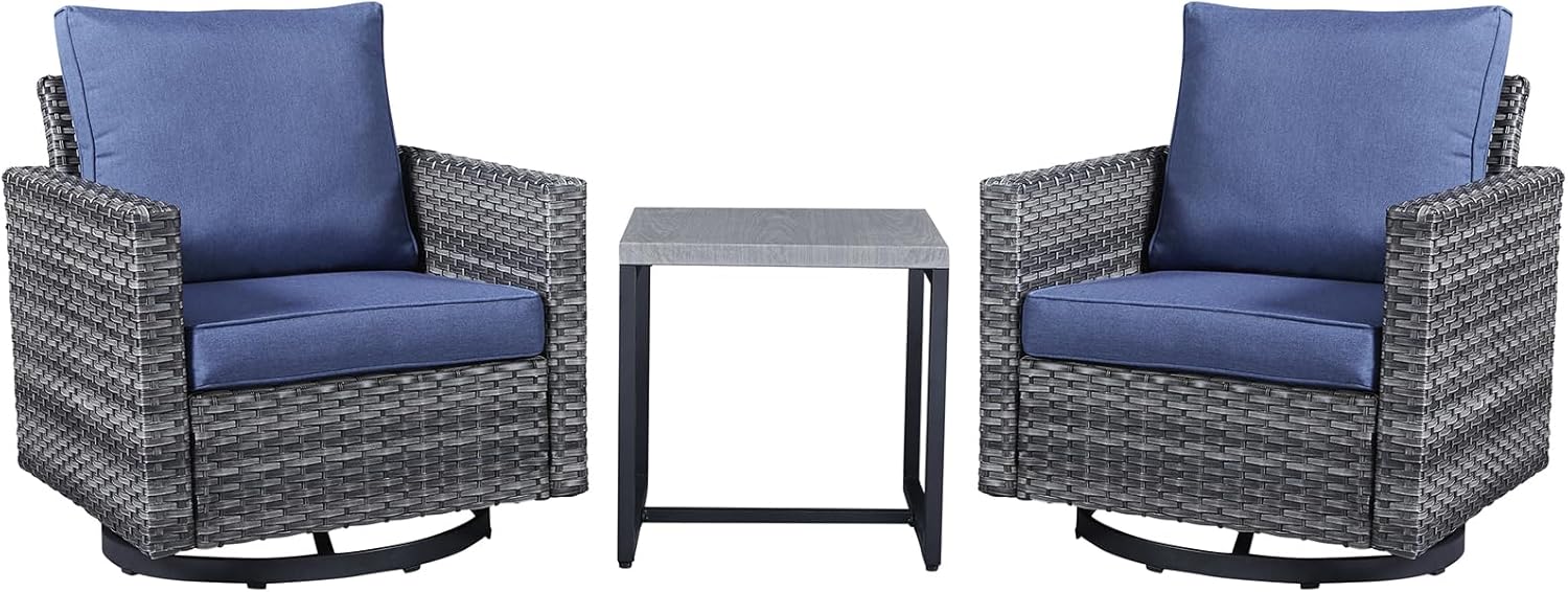 Patio Furniture 5 Piece Outdoor Sofa Set, Oversize Outdoor Dining Chairs with Rattan Ottomans, Conversation Sets Patio Furniture Come with Removable Washable