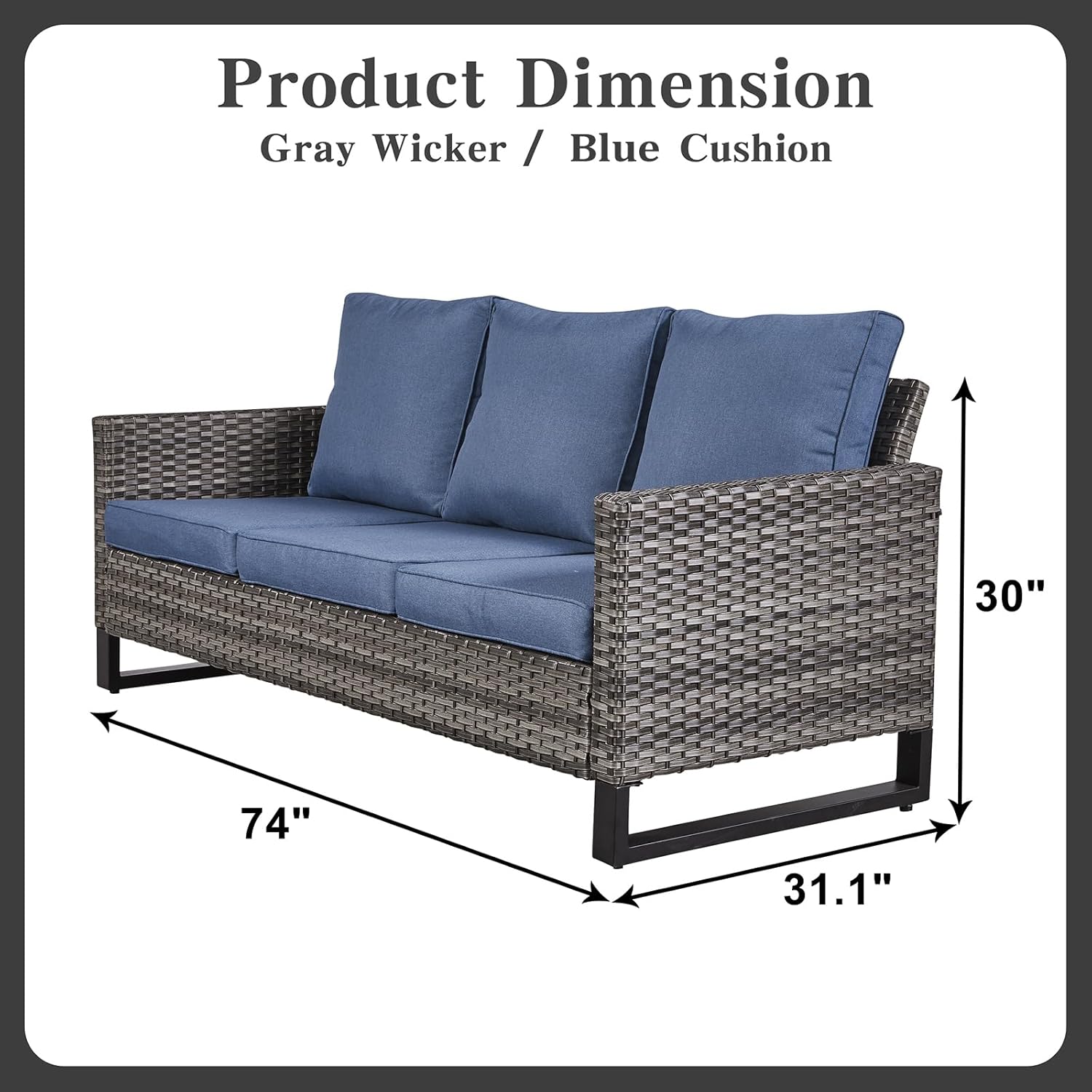 Patio Furniture 5 Piece Outdoor Sofa Set, Oversize Outdoor Dining Chairs with Rattan Ottomans, Conversation Sets Patio Furniture Come with Removable Washable