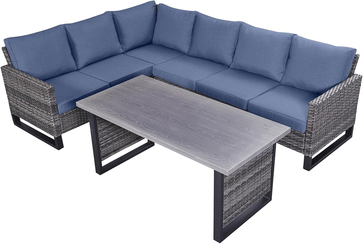 Patio Furniture 5 Piece Outdoor Sofa Set, Oversize Outdoor Dining Chairs with Rattan Ottomans, Conversation Sets Patio Furniture Come with Removable Washable