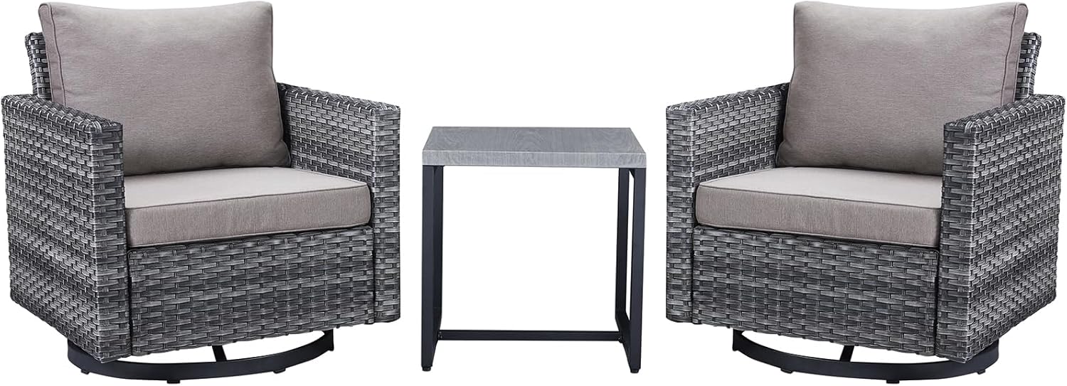 Patio Furniture 5 Piece Outdoor Sofa Set, Oversize Outdoor Dining Chairs with Rattan Ottomans, Conversation Sets Patio Furniture Come with Removable Washable