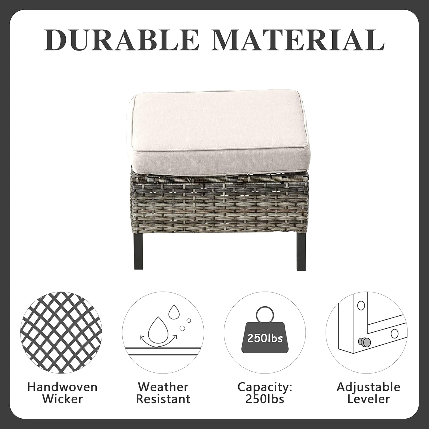 Patio Furniture 5 Piece Outdoor Sofa Set, Oversize Outdoor Dining Chairs with Rattan Ottomans, Conversation Sets Patio Furniture Come with Removable Washable