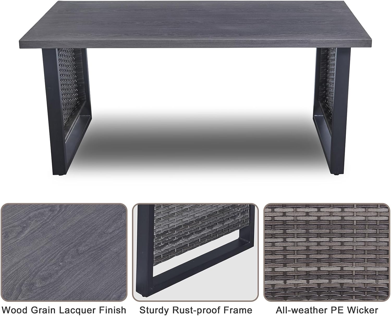 Patio Furniture 5 Piece Outdoor Sofa Set, Oversize Outdoor Dining Chairs with Rattan Ottomans, Conversation Sets Patio Furniture Come with Removable Washable