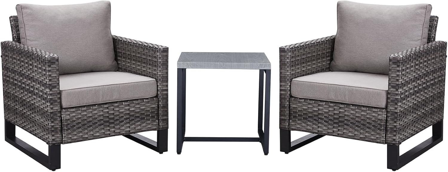 Patio Furniture 5 Piece Outdoor Sofa Set, Oversize Outdoor Dining Chairs with Rattan Ottomans, Conversation Sets Patio Furniture Come with Removable Washable