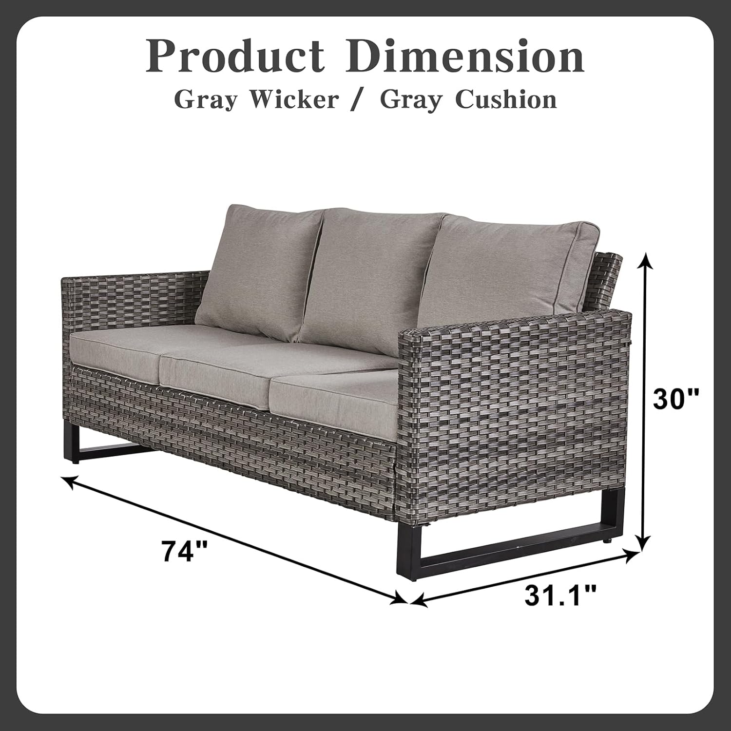 Patio Furniture 5 Piece Outdoor Sofa Set, Oversize Outdoor Dining Chairs with Rattan Ottomans, Conversation Sets Patio Furniture Come with Removable Washable