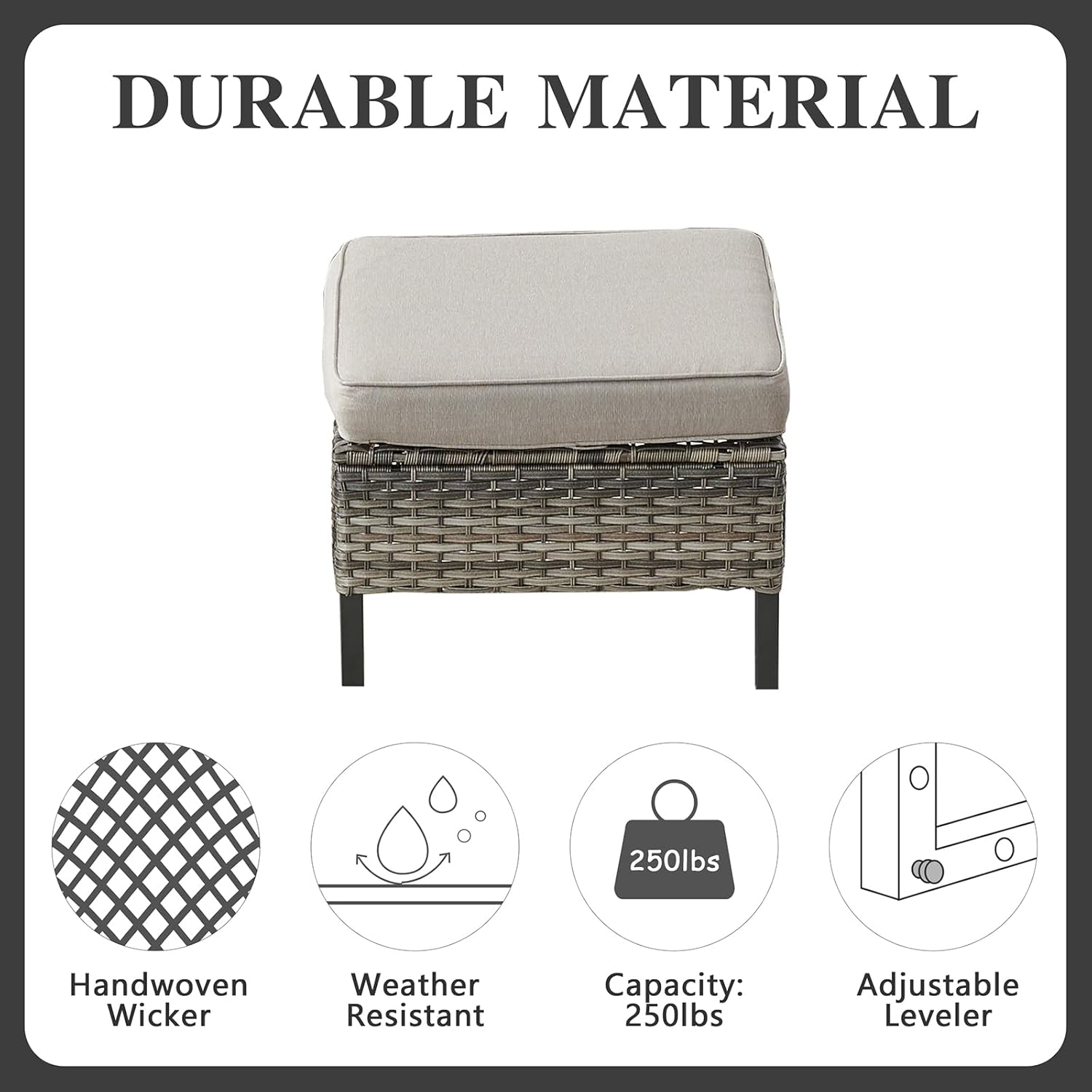 Patio Furniture 5 Piece Outdoor Sofa Set, Oversize Outdoor Dining Chairs with Rattan Ottomans, Conversation Sets Patio Furniture Come with Removable Washable