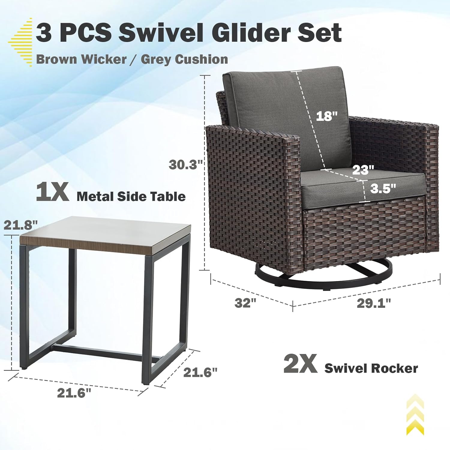 Patio Furniture 5 Piece Outdoor Sofa Set, Oversize Outdoor Dining Chairs with Rattan Ottomans, Conversation Sets Patio Furniture Come with Removable Washable